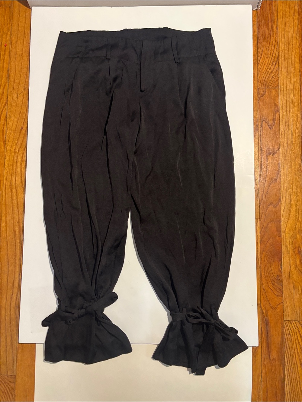 Kal Rieman silk Tie-Cuff Pant loose fit trouser pant in Black